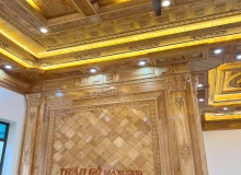 Trần gỗ xoan - Ốp tường vách gỗ xoan
