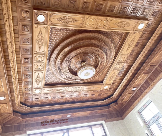 Trần gỗ tự nhiên gỗ gõ đỏ 